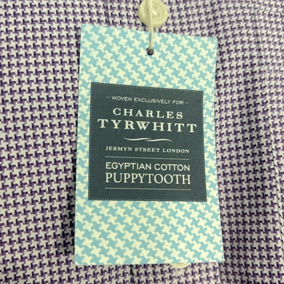 CHARLES TYRWHITT, 100% Egyptian Cotton Puppytooth Slim fit Dress Shirt, 15/33in - Picture 4 of 9